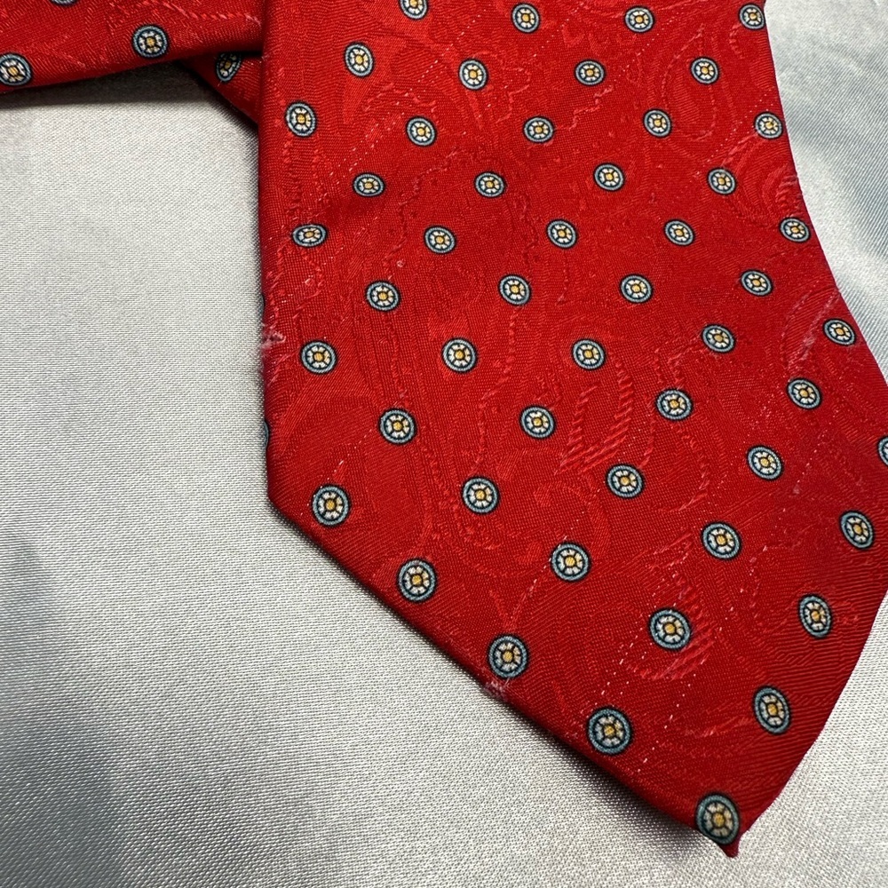 Egon Von Furstenberg Vintage Style Red Polka Dot Tie Classic Chic - Picture 5 of 8